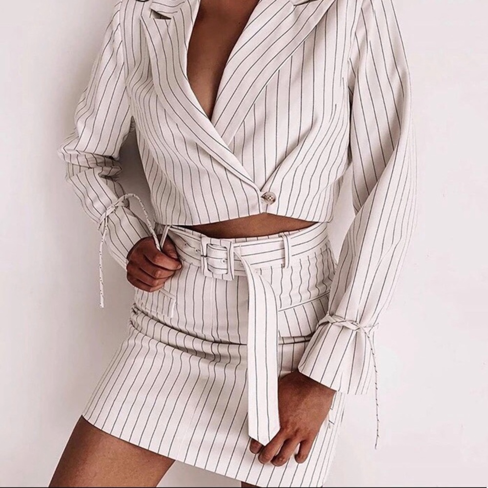 2for$50 Striped Blazer Pencil Skirt Two Piece Set